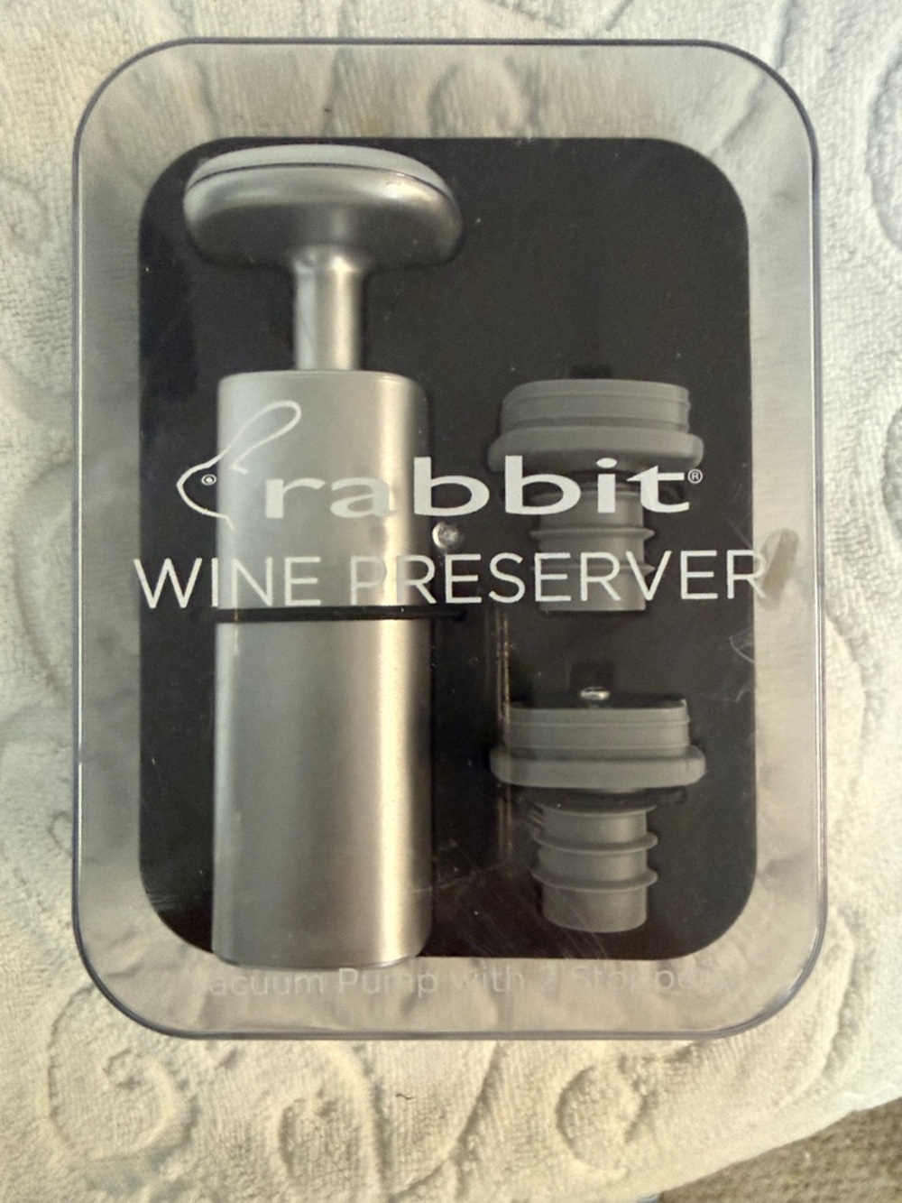 Rabbit Silver Wine Preserver Vacuum Pump with Stoppers